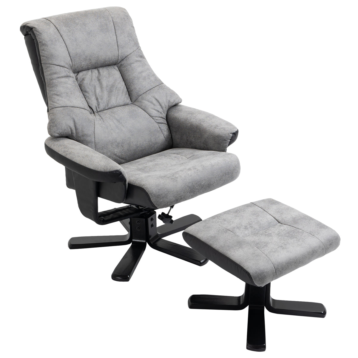 Recliner chair with footstool, 360° swivel, 135° recline, breathable cover, 78 x 82.5 x 109 cm, gray