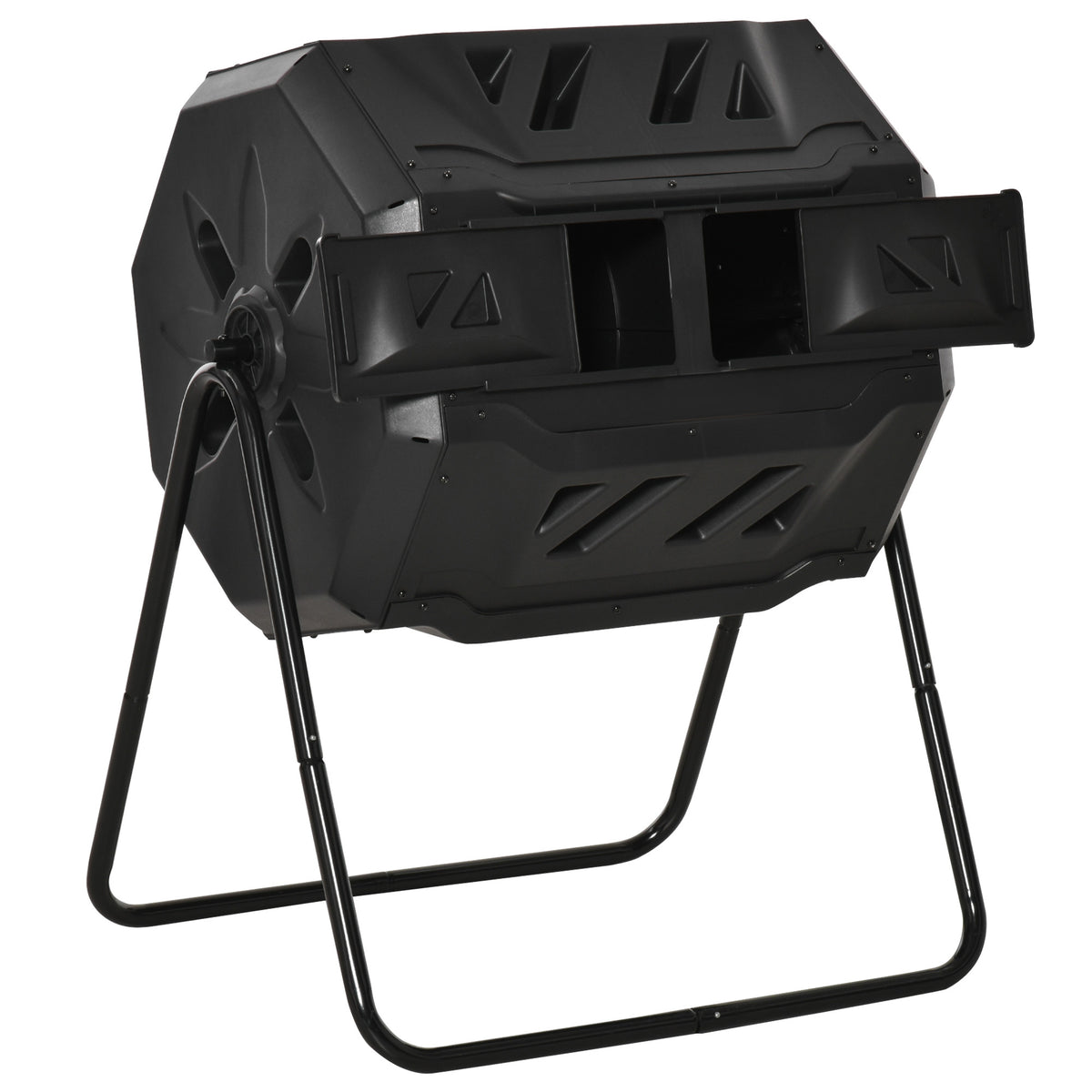 Compost bin with 2 compartments, 160 L capacity, rotating, 71 cm x 65 cm x 96 cm, black