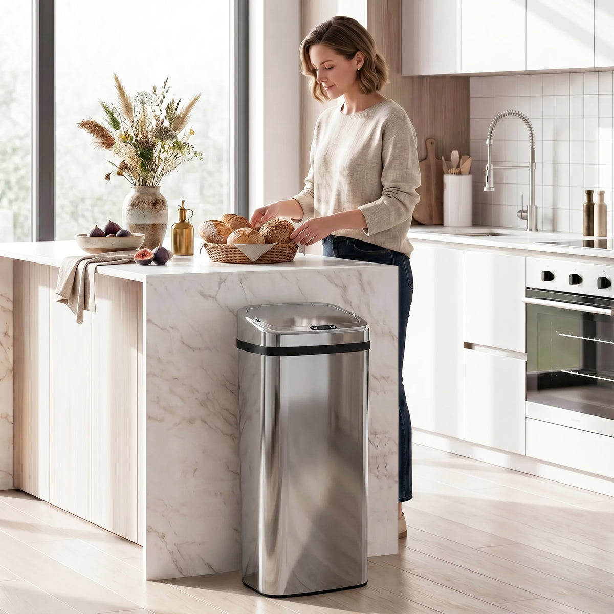 Sensor Mülleimer 50L Automatik Mülleimer mit Bewegungssensor, Wasserdichter Abfalleimer für Büro – Produktabbildung 2