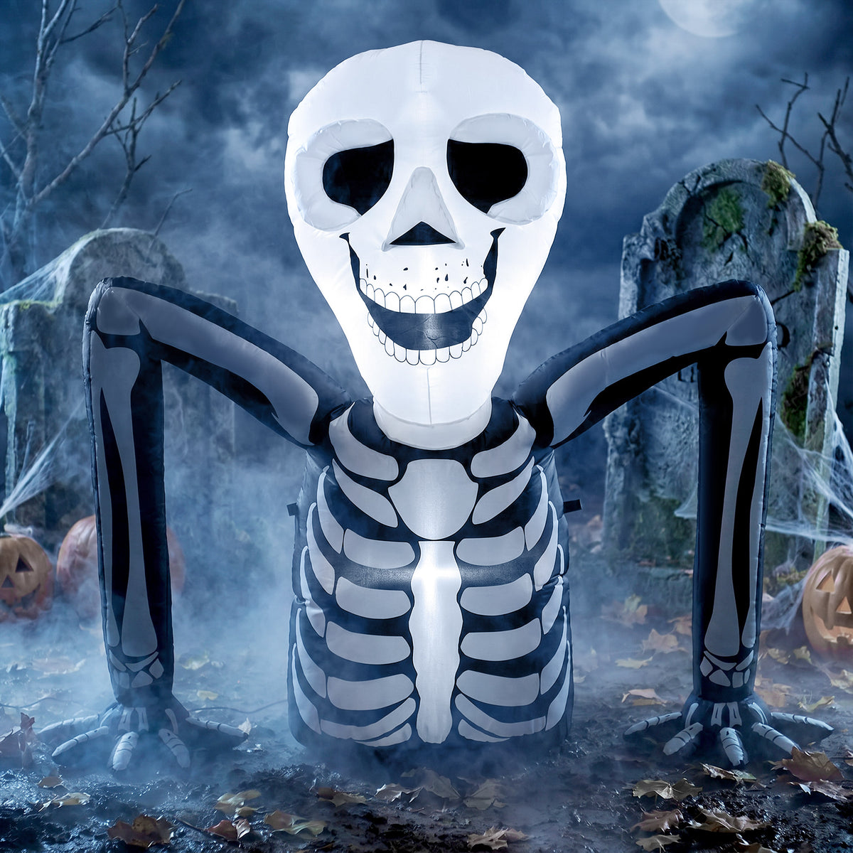 Outsunny Aufblasbares Halloween-Skelett, aus dem Boden kriechend, mit LED-Lichtern, gruselige Deko für – Produktabbildung 2