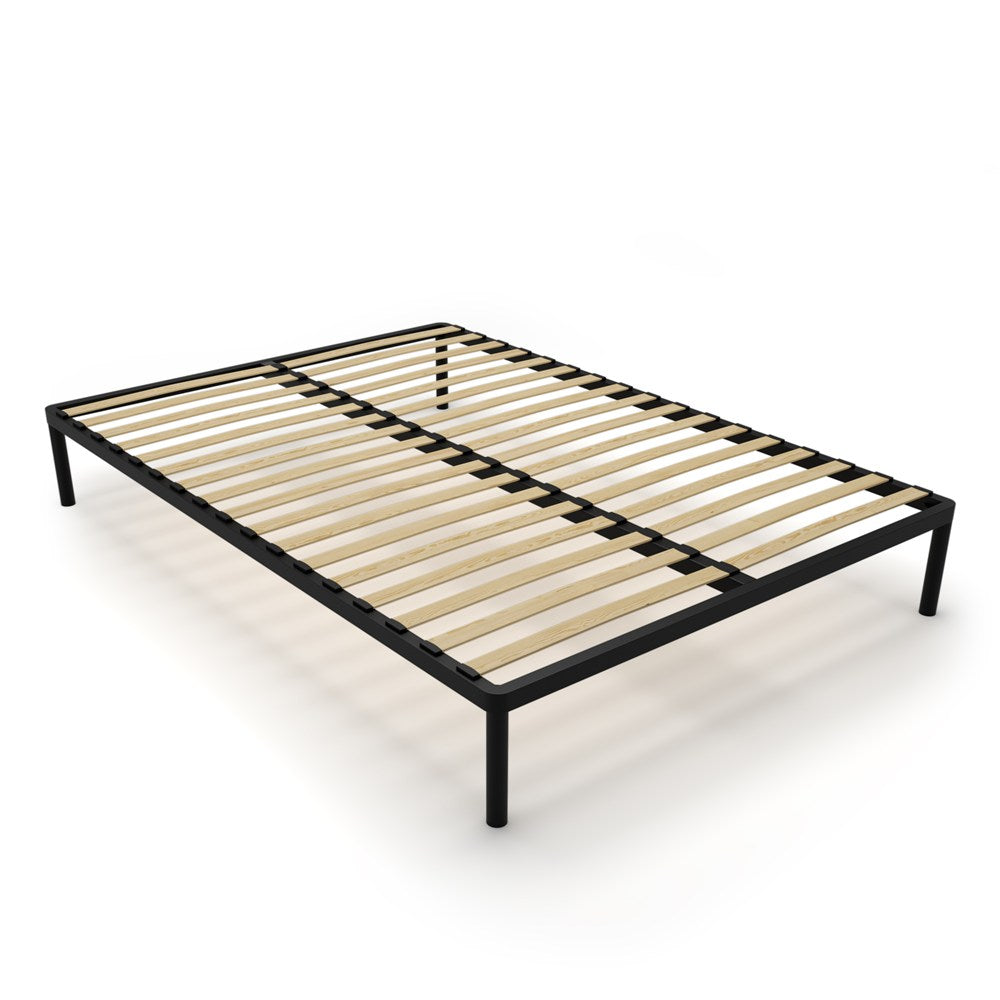 Bettgestell BED ALU 140x200 Metall Holzlatten Modern SCHWARZ