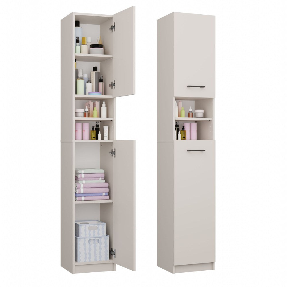 Badezimmer-Hochschrank 32 cm MARBELA 1.0 Regal Hochschrank 2 Türen KASCHMIR BEIGE