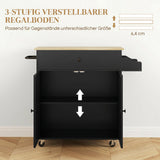 HOMCOM Küchenwagen mit Schublade, Schrankfach, Handtuchstange, 106 x 42 x 87 cm, Schwarz/Eiche – Produktabbildung 6