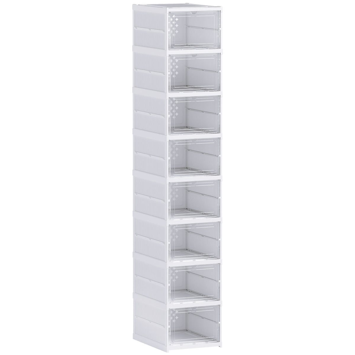 8-tier shoe rack, shoe cabinet, foldable, ventilated back, plastic, white