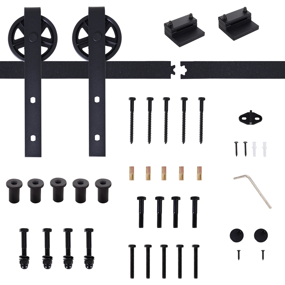 HOMCOM Gleitschienen-Bausatz für Schiebetür, rustikales Design, Karbonstahl, 200x4x0,6 cm, bis 90 kg – Produktabbildung 6