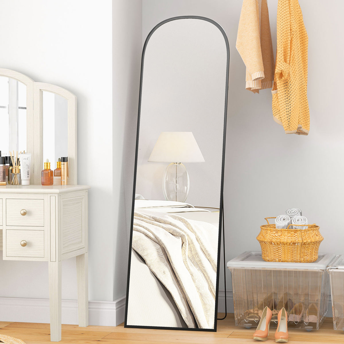 HOMCOM Standspiegel, Ganzkörperspiegel, modernes Design, 50 cm x 1,5 cm x 170 cm, Schwarz – Produktabbildung 2