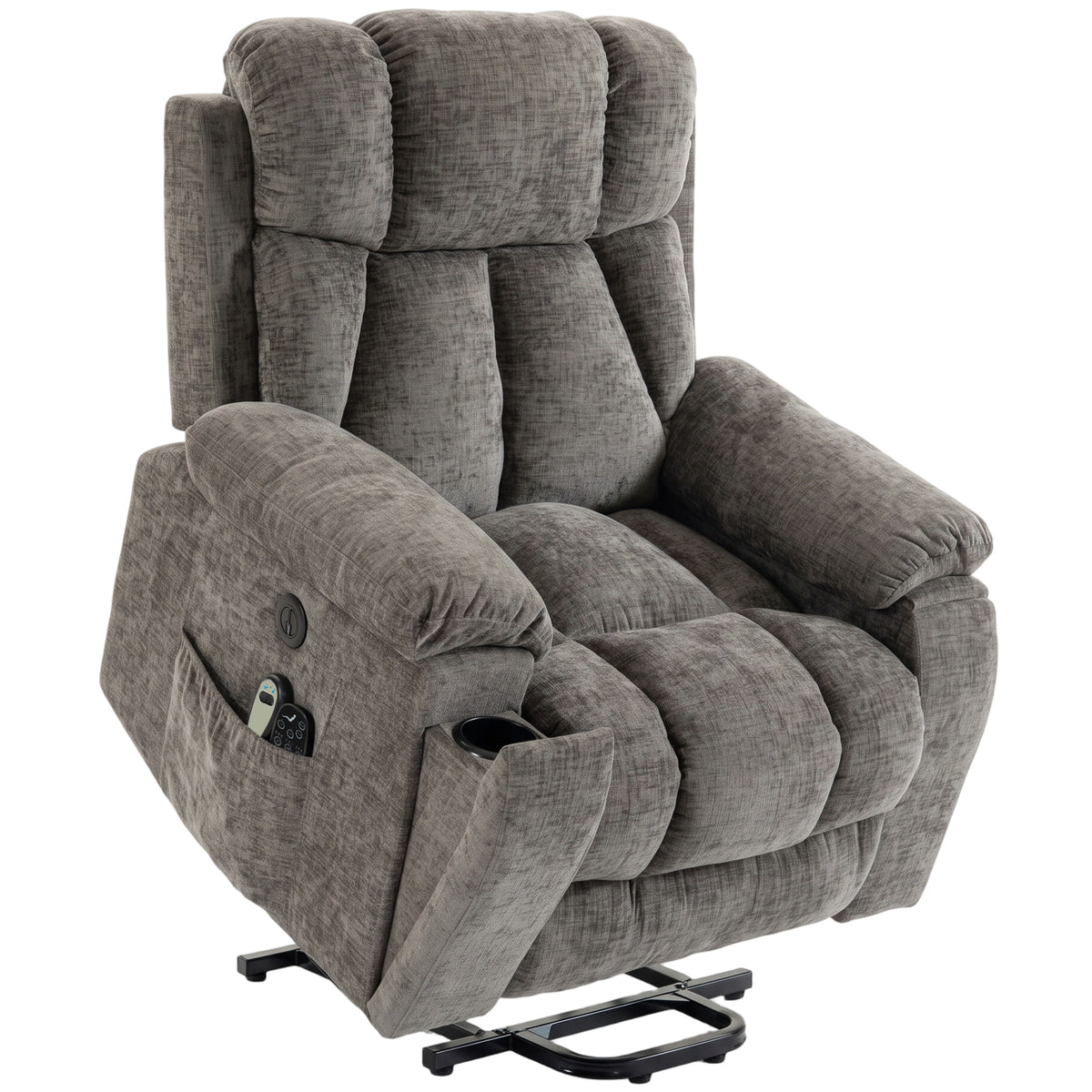 Recliner TV chair with lift assist, massage & heat, senior chair with wide, deep seat, USB port