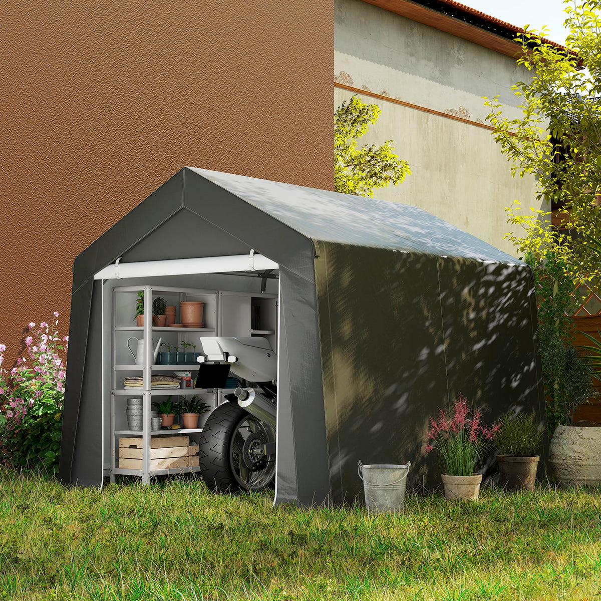 Outsunny Carport Zeltgarage 3x3 m Wasserdicht Garagenzelt mit Rolltür Belüftungsfenster Verlängerte – Produktabbildung 2