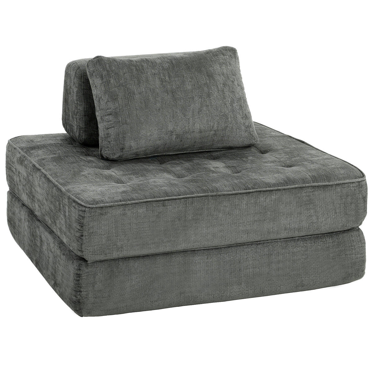 HOMCOM 2-in-1 Boneless Cloud Schlafsessel, Klappbares Chenille-Bodensessel mit Dickem Stützkissen, Grau