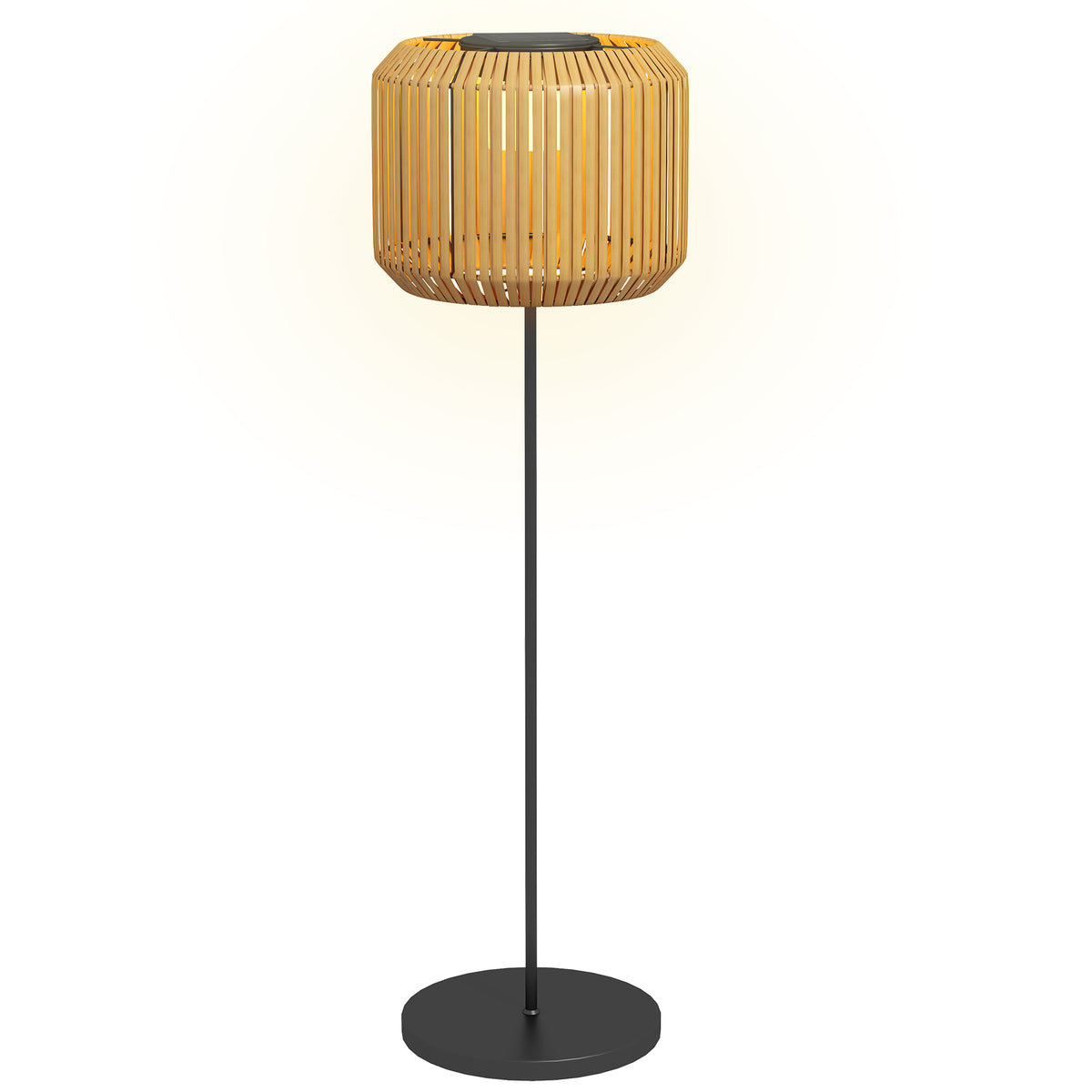 Rattan outdoor light, solar garden lamp, automatic switch-on, LED, weatherproof, metal frame, Ø34 x 130cm