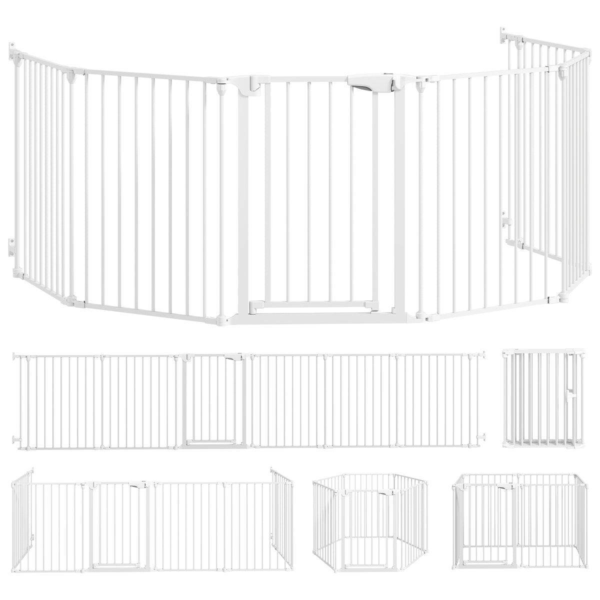 PawHut Haustierzaun, 6-Panel-Barriere mit Tür, faltbar, für kleine & mittelgroße Hunde, Kunststoff