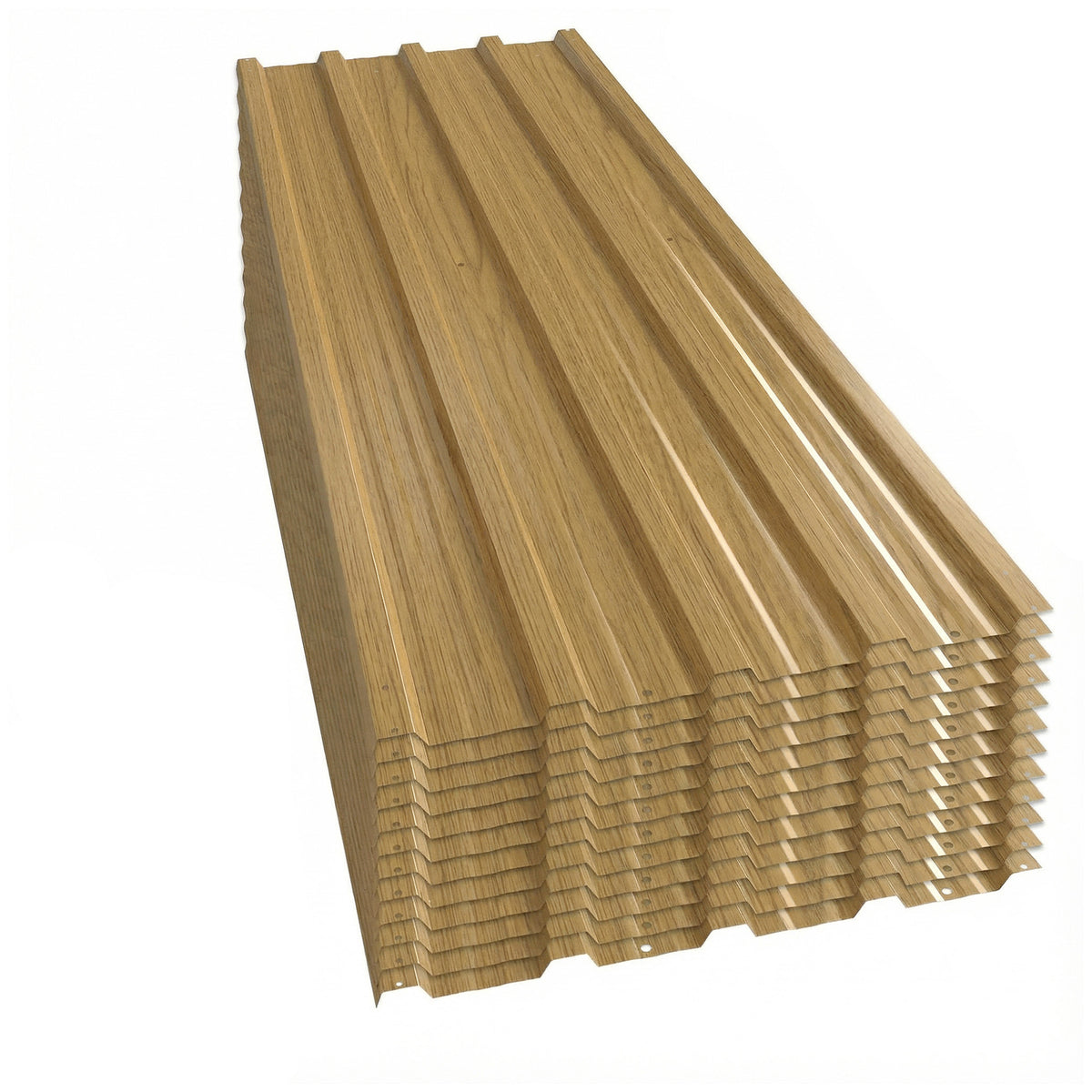 Outsunny 12 Stück Trapezblech 129x45cm 7m² Verzinkt Dachblech 0,25 mm Wetterfest Profilblech Naturholz