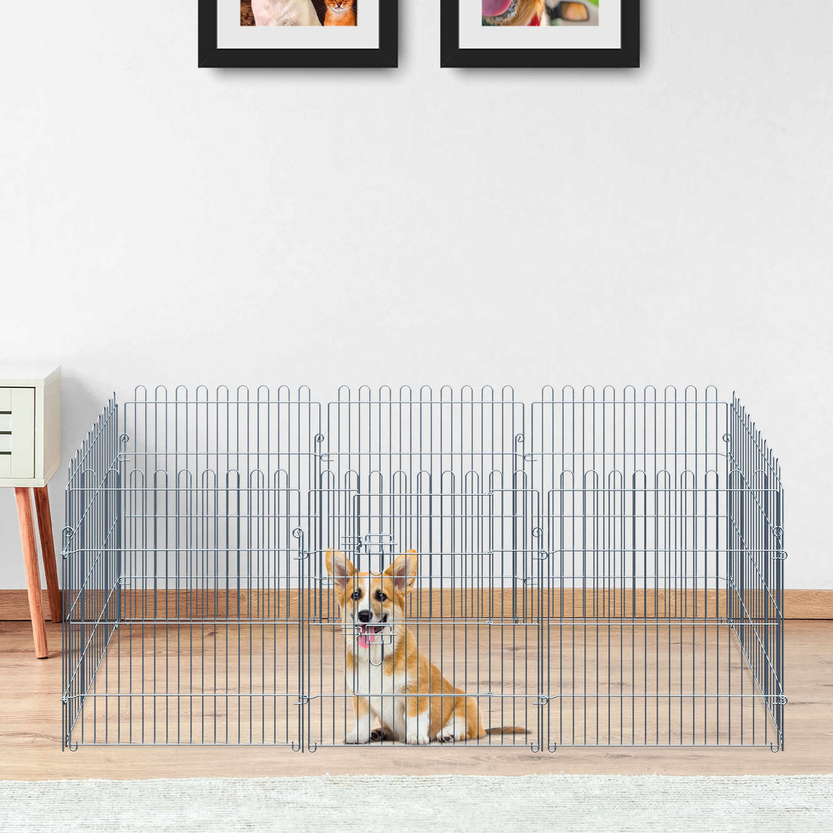 PawHut Freilaufgehege Welpenauslauf Welpenzaun Laufstall Welpengitter für Tiere 8-teilig B63 x H76 cm – Produktabbildung 2