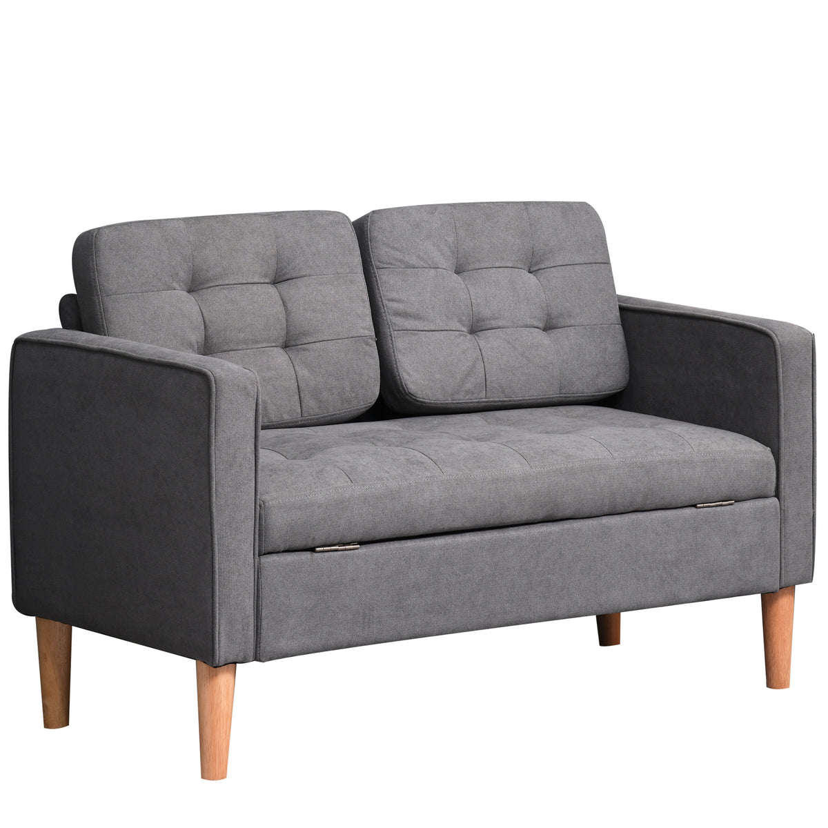 2 Sitzer Sofa, Couch mit Stauraum, Holzbeine, Gepolsterter Polstersofa mit Samtoptik für Wohnzimmer