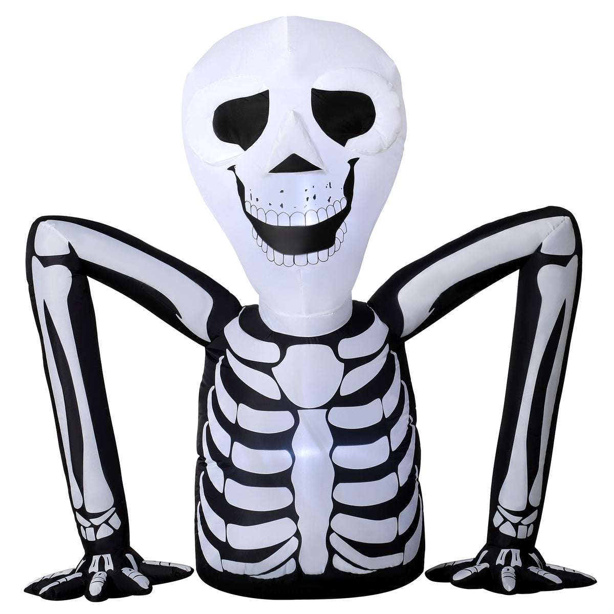 Outsunny Aufblasbares Halloween-Skelett, aus dem Boden kriechend, mit LED-Lichtern, gruselige Deko für Innen