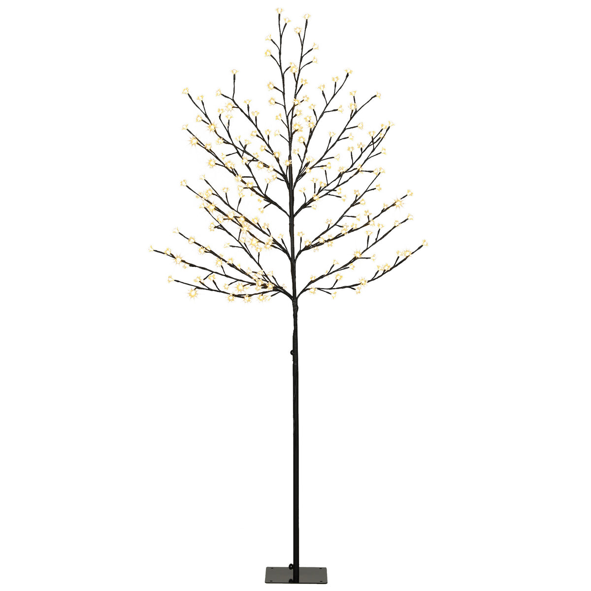HOMCOM LED-Kirschblütenbaum 180 cm mit 200 LEDs, künstlicher Leuchtbaum mit 20 biegsamen Zweigen