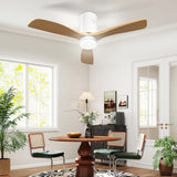 Ceiling fan with LED light, 6 speeds, remote control, light brown (10)
