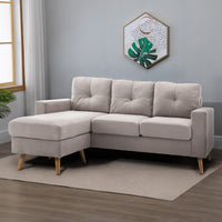 3-seater corner sofa, linen look, reversible chaise longue, 193x136x85 cm, light grey (2)
