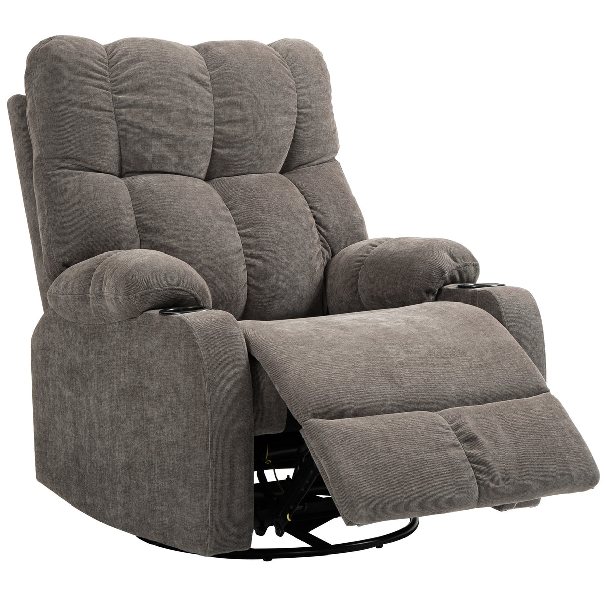 Recliner with footrest, modern lounge chair, swivel, up to 150 kg, steel frame, 88x96x108cm, light brown