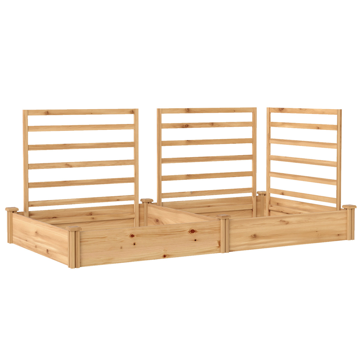 Outsunny Hochbeet mit Rankgitter Holz Blumenkasten mit 3 Spalier Trennwand Offenem Boden 240 x 125 x 102 cm