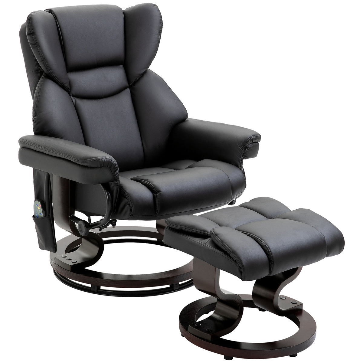 Recliner chair with massage function, footstool, reclining function, faux leather, 79 x 82 x 101 cm