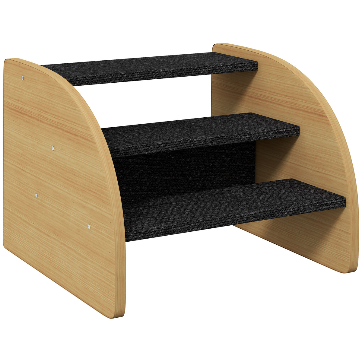 PawHut Haustiertreppe Hundetreppe, 3 Stufen, kleiner Hund, 38,5 cm x 38,5 cm x 30 cm, Eiche + Schwarz