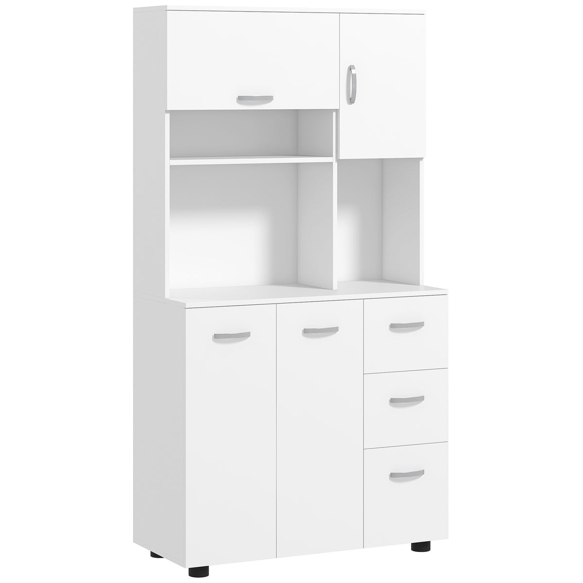 HOMCOM Küchenschrank, Buffet, 3 Schubladen, 3 Regale, viel Stauraum, 89x39,5x168cm, Weiß