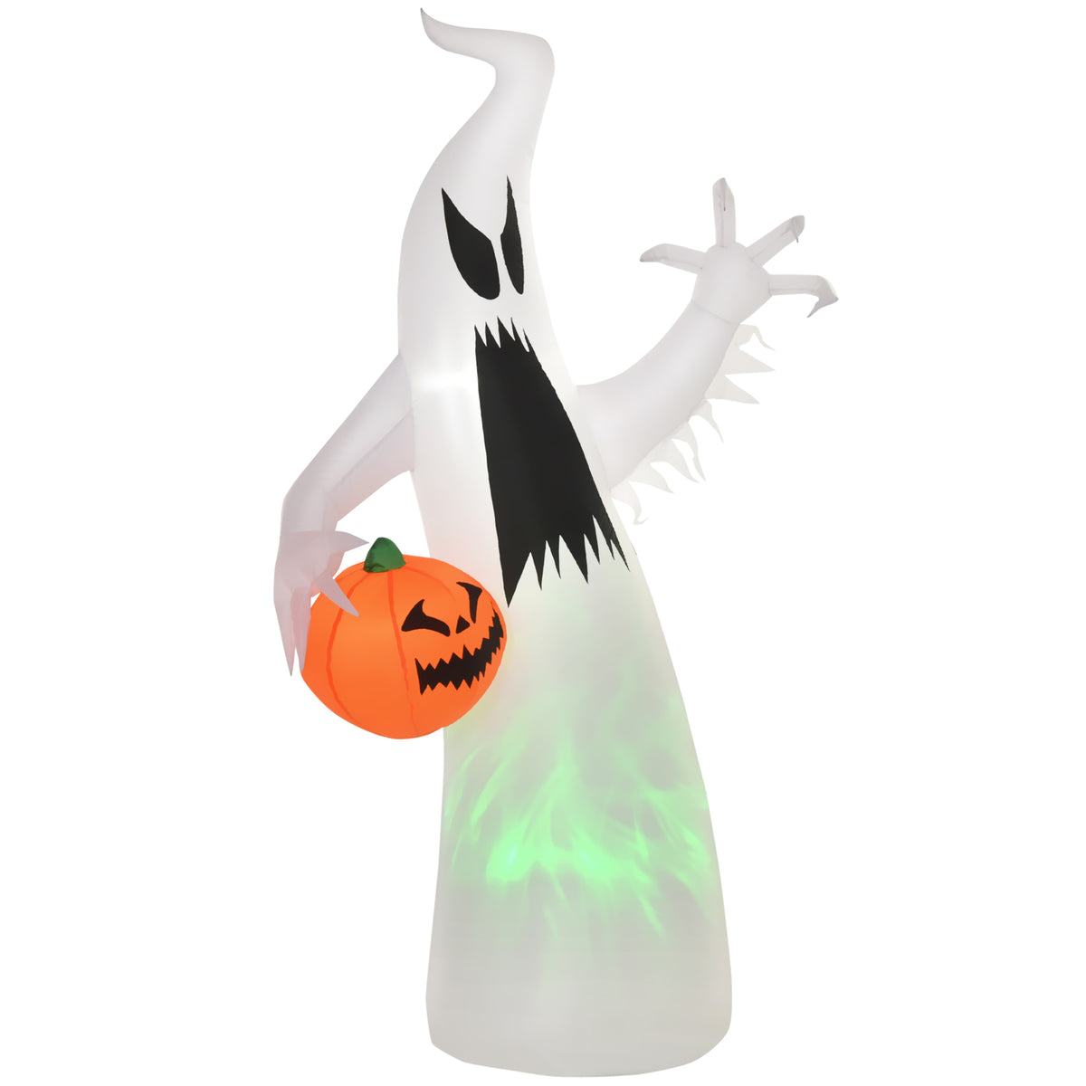 HOMCOM Selbst aufblasendes Spuk Gespenst Geist LED beleuchtet Halloween Dekoration Polyester Weiß 105 x 65 x