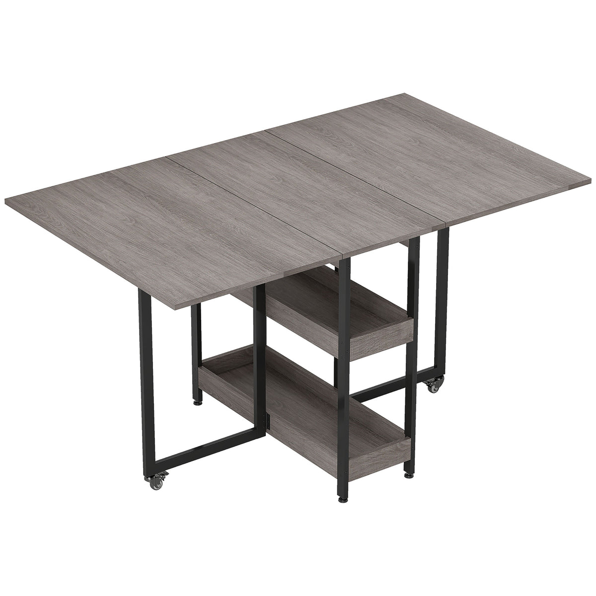 HOMCOM Klappbarer Esstisch im Industriedesign, für bis zu 4 Personen, offene Regale, flexibel, Metall