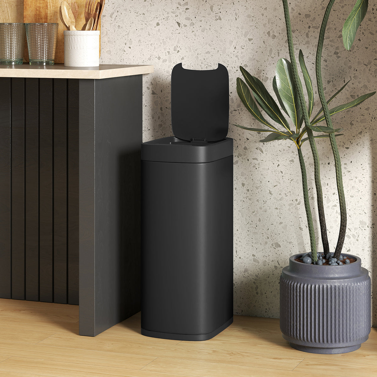 HOMCOM 50L Sensor-Mülleimer, berührungslos Küchenmülleimer mit Bewegungssensor, fingerabdruckresistent – Produktabbildung 7