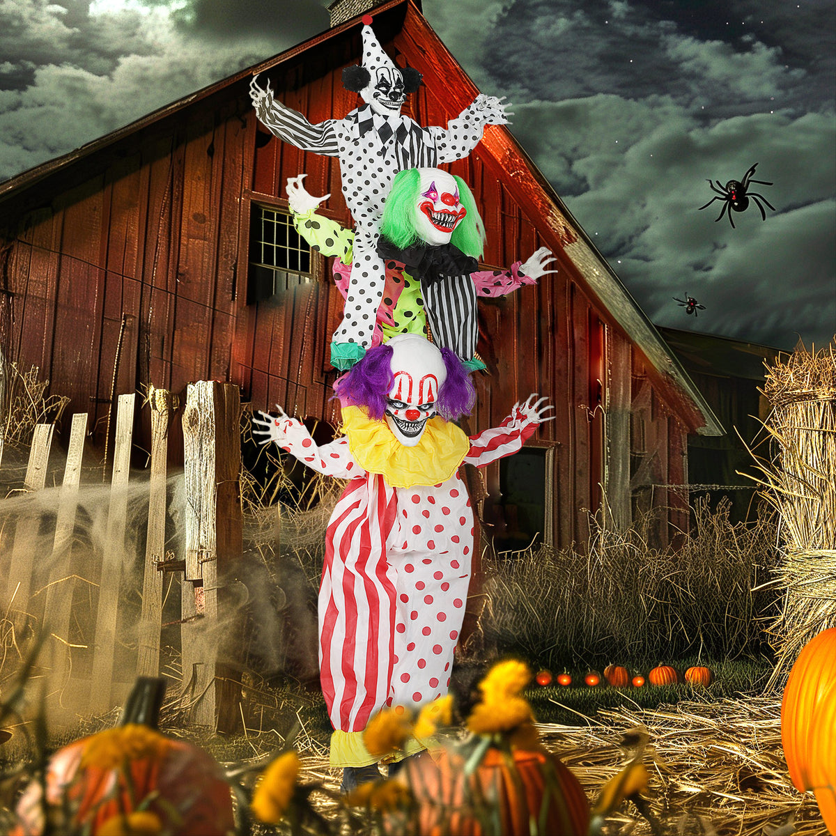 Outsunny Stapelbare Halloween-Animatronics-Clowns mit roten leuchtenden Augen für – Produktabbildung 2