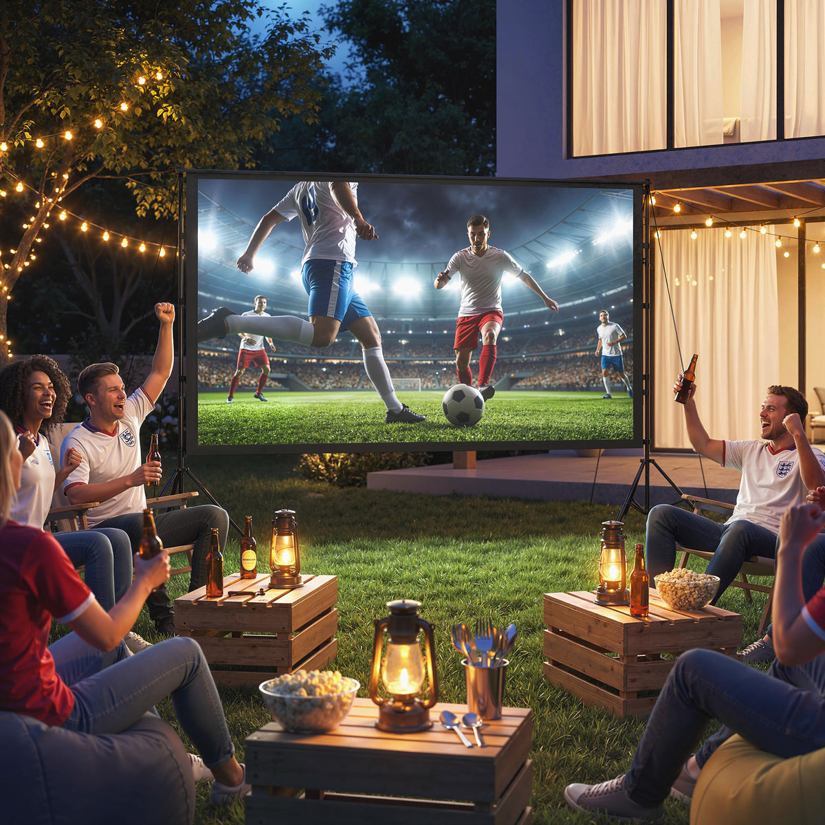 100-inch 16:9 HD 4K/8K projector screen with stand, portable double-sided screen with foldable tripods, white (2)