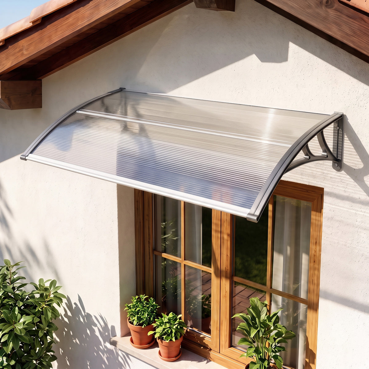 Outsunny Türüberdachung, Schutz vor Regen, Wind und Hagel, Polycarbonat, Aluminium-Verbindungstangen – Produktabbildung 2