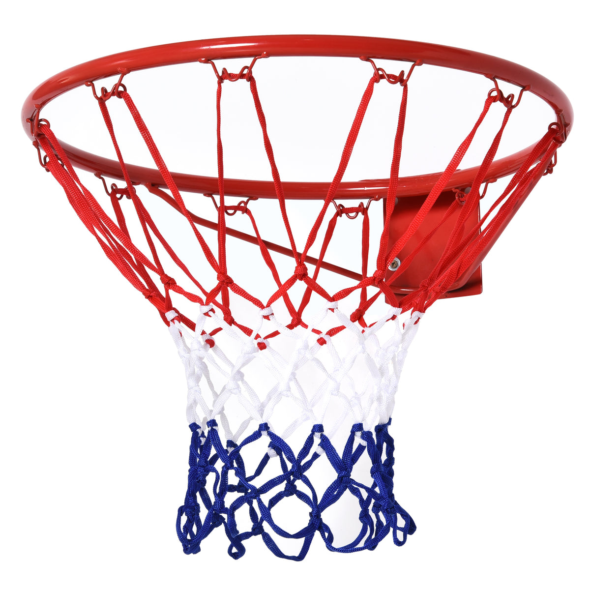 Basketball hoop, indoor & outdoor with Ø46 cm rim and net, wall mount, basketball board for adults, red + blue +