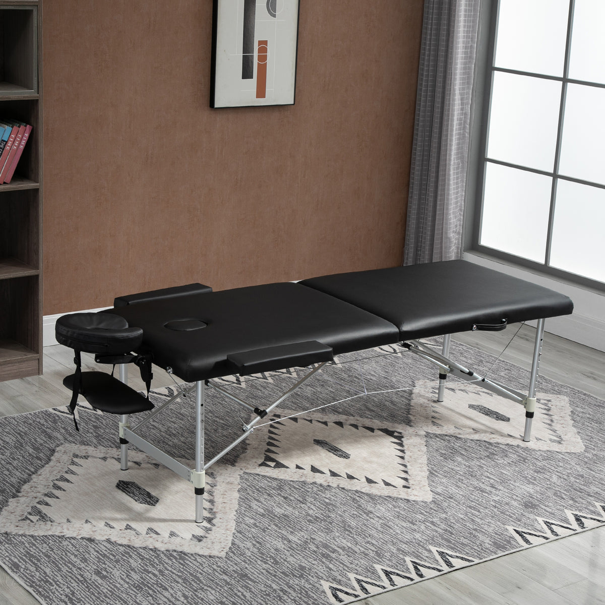 HOMCOM Massageliege, 2 Zonen klappbarer Massagetisch mit Kunstleder, Kopfstütze, Armlehnen, Tasche – Produktabbildung 2
