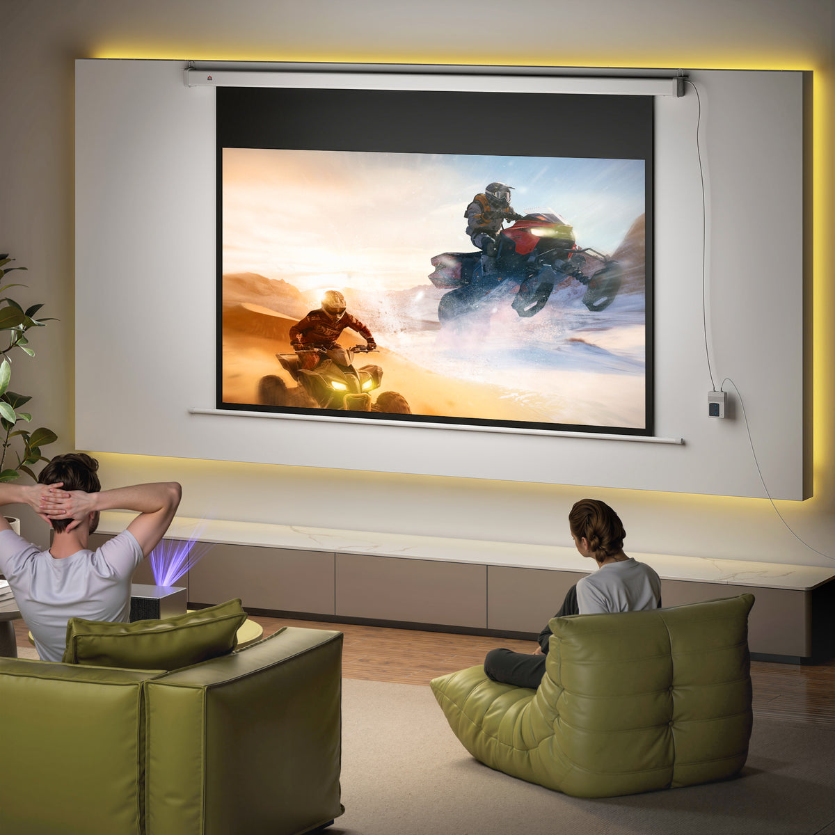 HOMCOM Beamer Leinwand 212 x 150 cm 120 Zoll 16:9 HD 4K Projektionsleinwand Elektrisch mit Fernbedienung – Produktabbildung 2