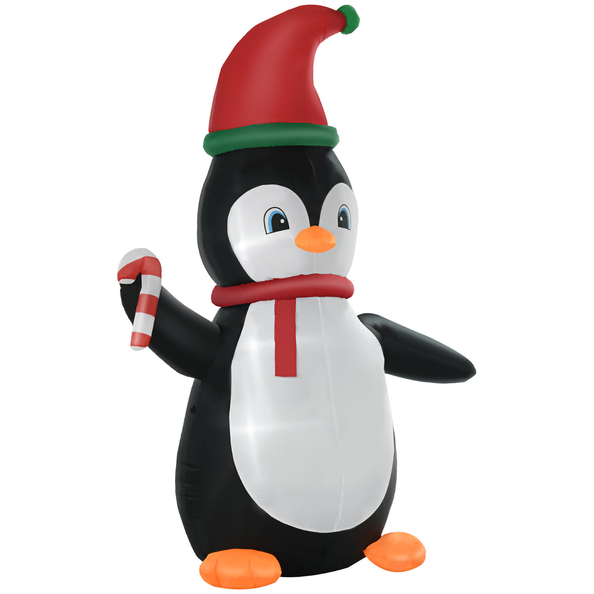 HOMCOM Aufblasbare Weihnachtsdeko, 2,5 m Aufblasbarer Weihnachtspinguin mit 3 LED-Lichtern, 162 x 100 x 250