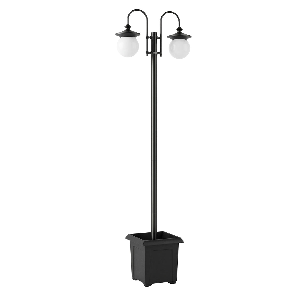 Solar Lantern Floor Lamp 182 cm Height-Adjustable Outdoor Garden Lantern with 2 Heads Planter Light Sensor