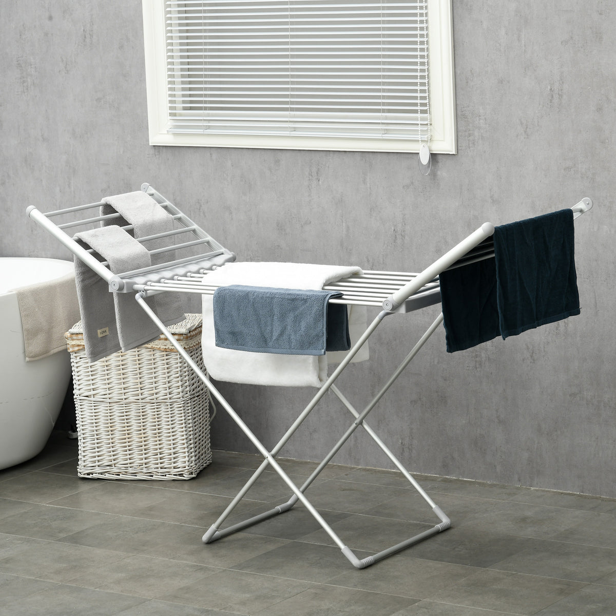 Heated clothes airer, 45-55 °C, foldable, 144L x 53W x 96H cm (2)