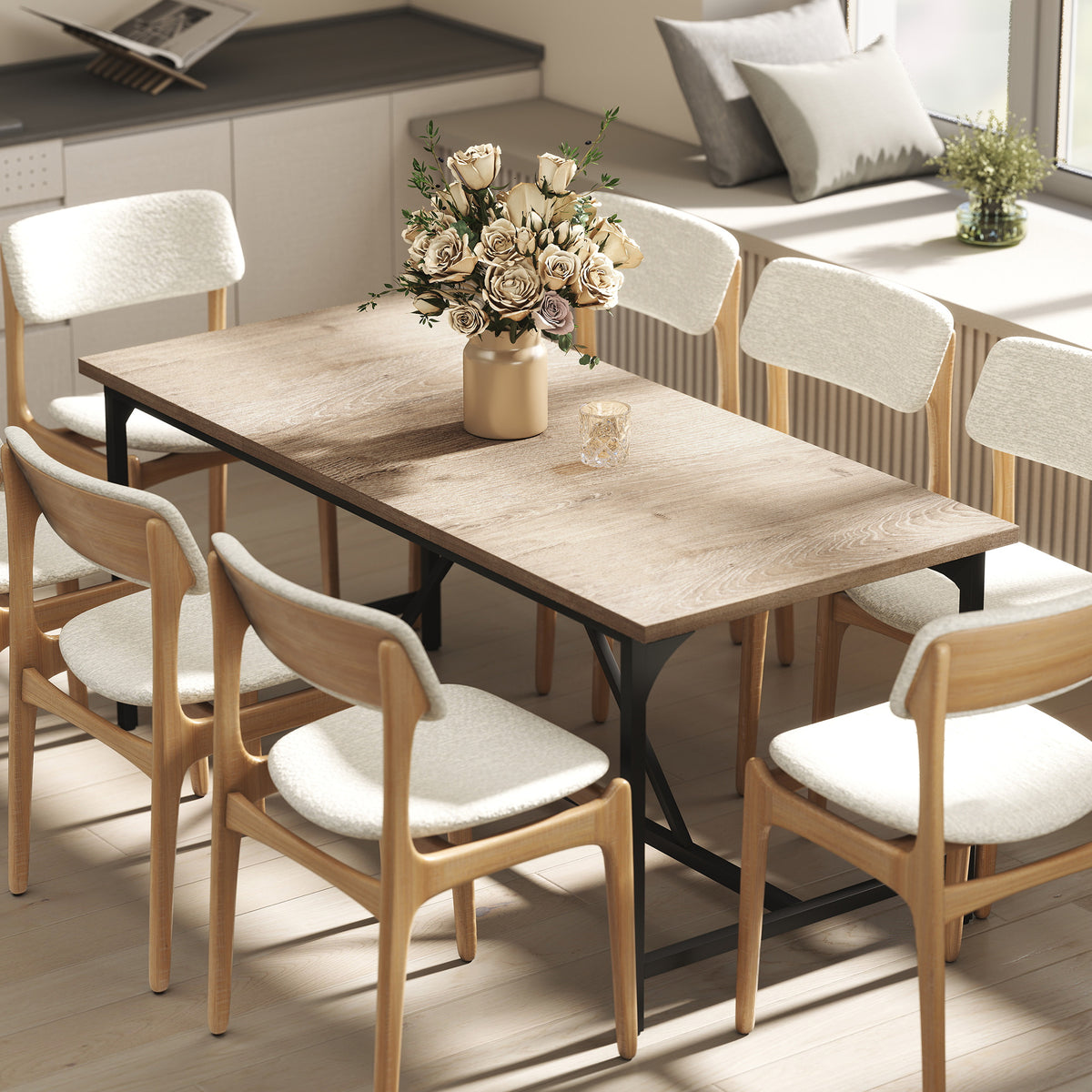 HOMCOM Esstisch für 6-8 Personen Moderner Rechteckiger Küchentisch mit Holzoptik, 180 x 80 x 75,5 cm – Produktabbildung 2