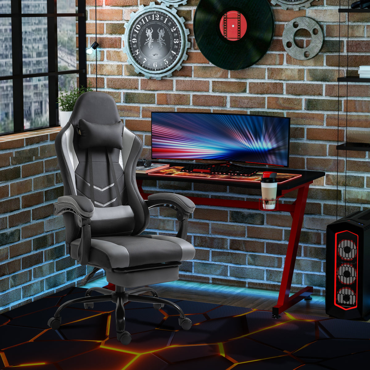 Vinsetto Ergonomischer Gaming Stuhl Bürostuhl Schreibtischstuhl, Drehstuhl Höhenverstellbar – Produktabbildung 2