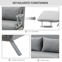 HOMCOM Schlafsofa, Doppelsofa, Gästebett, inklusive 2 Kissen, Grau – Produktabbildung 5