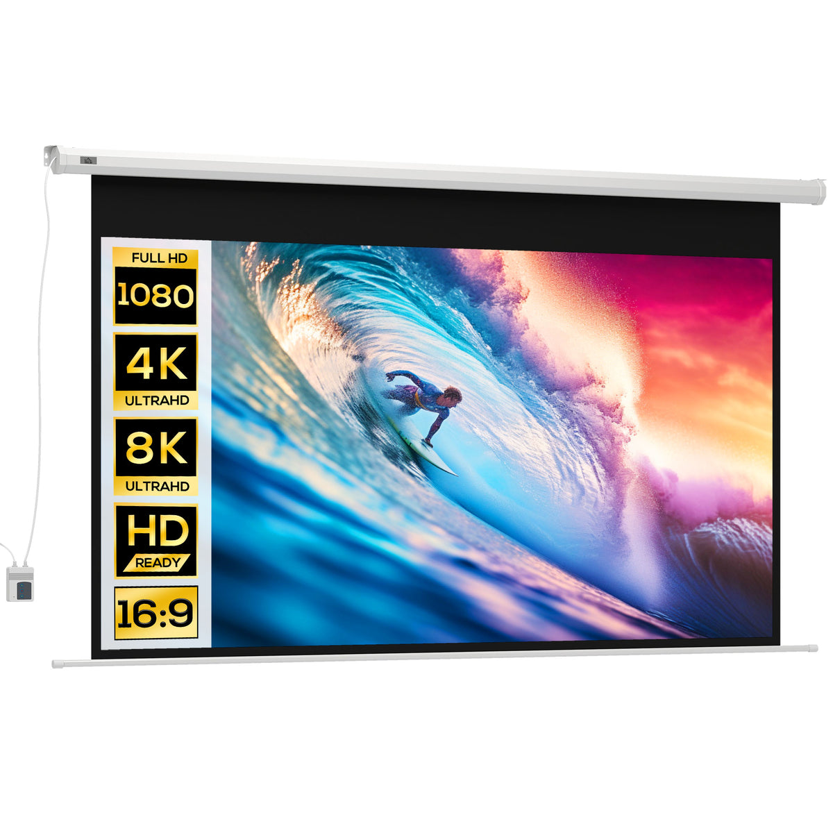HOMCOM Beamer-Leinwand, Projektionsleinwand, 16:9, 100 Zoll, Fernbedienung, Motor