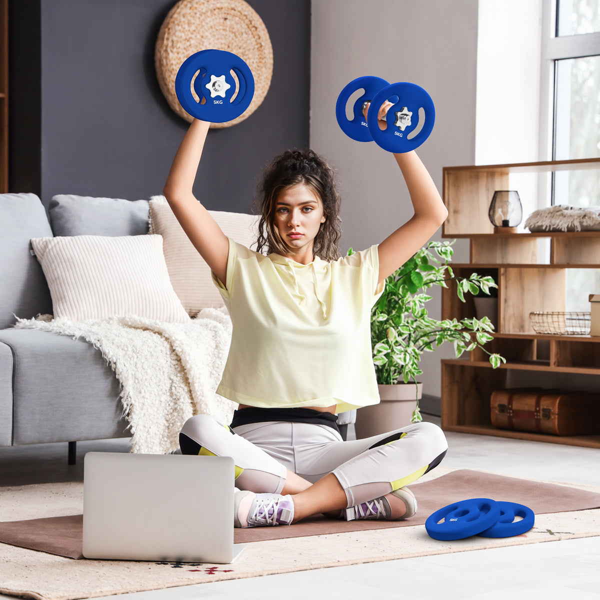 2 x 5 kg Gewichtsplatten mit praktischen Handgriffen, Gewichts-Set für Home-Gym, Fitnessstudio – Produktabbildung 2