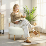 HOMCOM Sessel Loungesessel Relaxsessel mit Sherpa-Fleece, Metallbeinen in Holzoptik Polstersessel 67 x – Produktabbildung 2