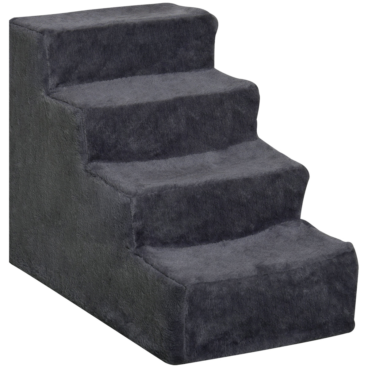 PawHut Hundetreppe 4-Stufig Abnehmbarer Bezug Für Kleine Hunde 44 cm Dunkelgrau