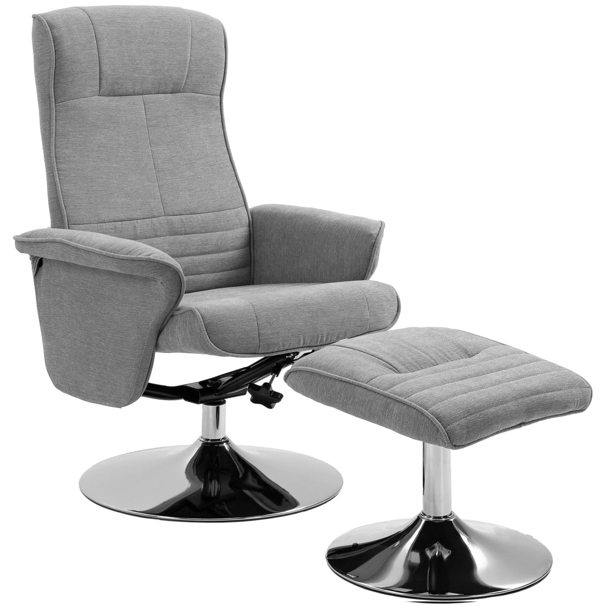 Recliner chair with footstool, swivel, adjustable backrest, up to 150 kg, 69 x 71 x 104 cm, gray