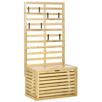 Outsunny Aufbewahrungsbox mit Spalier, 4 Hängeregale, Magnettür, Massivholz, Natur, 80 x 45 x 160 cm
