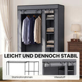 HOMCOM Mobiler Stoffkleiderschrank mit Kleiderstange und 5 Ablagefächern, Grau – Produktabbildung 7