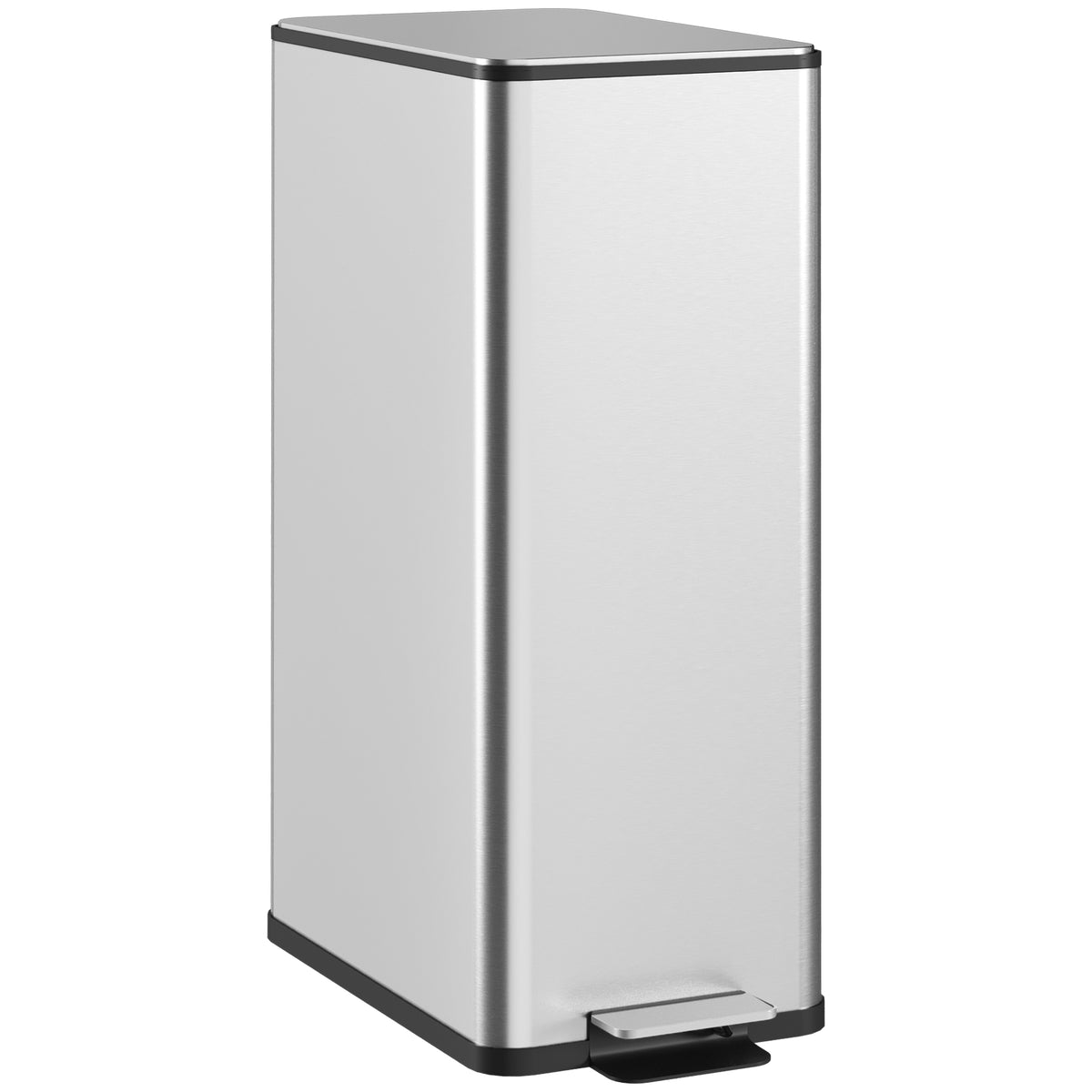 20L Trash Can, Soft-Close Lid, Deodorant Compartment, Fingerprint-Proof, Stainless Steel, Silver